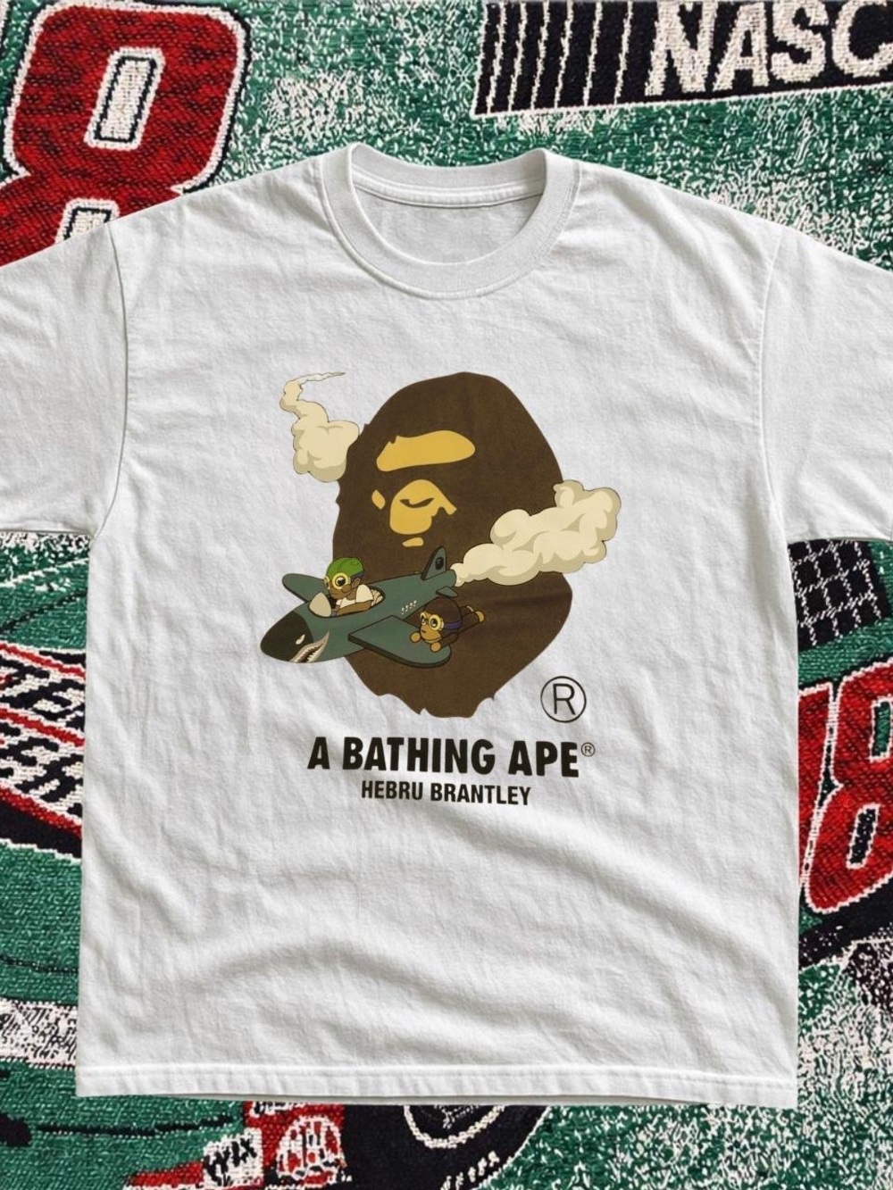 Gildan White Tee with Brown Ape Graphic and Green Accents